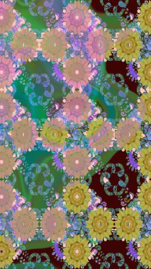 Zarif, parlak ve kusursuz yeşil çiçek desenli tasarım. Raster. Sabıka baskıları, bebek kıyafetleri, duvar kâğıtları, paket kutuları vb..