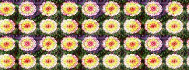 Kumaş, tekstil, duvar kağıdı baskısı için. Eski usul. Raster illüstrasyonu. Renkli desenli eskiz deseni, sarı ve yeşil çiçekler ve dekoratif elementler. Taslak arkaplan.