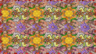 Kahverengi renkli çiçekler. Raster illüstrasyonunda kusursuz çiçek deseni.