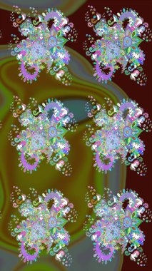 Modern, kahverengi raster arka plan duvar kâğıdı illüstrasyonu, klasik çizgili, desenli desenli çiçekler, çiçekli süsler. Çiçekli el, pürüzsüz desen..