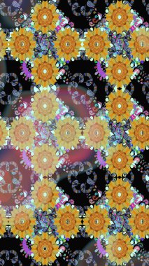 Tarafsız renklerde parlak çiçekli halı ile kusursuz desen.