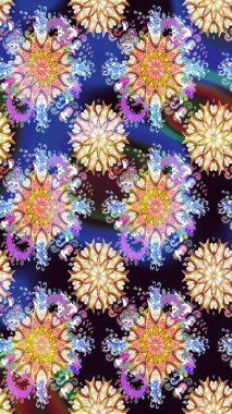 Raster deseni. Bahar çiçekli desen dallı, mavi ve nötr renkler çiçekli siluet.