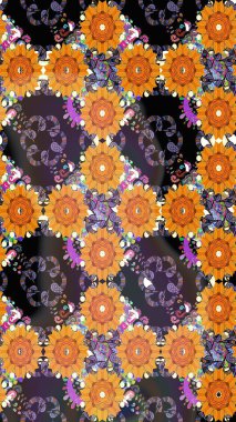 Çiçeksiz desenlerin resmi. Vadinin turuncu renkli çiçekleri.