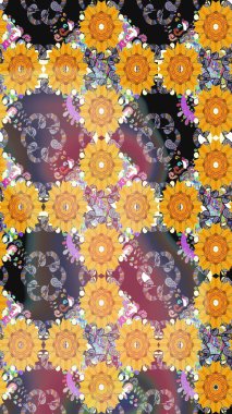 Çiçekli el, pürüzsüz desen çizmiş. Modern gelişim sarı ve gri raster arka plan duvar kâğıdı resimleme klasik çizgili iz sürme desenli çiçekler, çiçekli süsler.