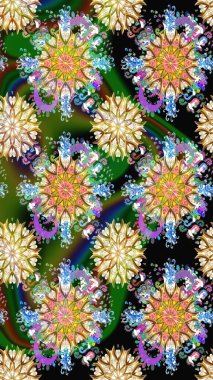 Yeşil renkli çiçekler. Düz Çiçek Elementleri Tasarımı. Renkli Bahar Temalı Kusursuz Arkaplan. Çiçeksiz desenli arka plan, yaz çiçekleri..