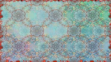 Mavi renkli şirin çiçek deseni. Renkli Bahar Temalı Kusursuz Arkaplan. Raster Modaya uygun kumaş deseni. Düz Çiçek Elementleri Tasarımı.