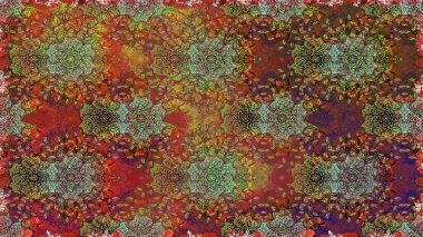 Kahverengi renkli çiçekler. Raster illüstrasyonu. Asya tekstil tarzında. Kusursuz çiçek deseni. Raster illüstrasyonu.