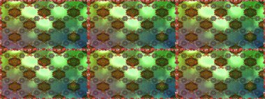 Raster. Yeşil renkli güzel çiçeklerle kusursuz desen, suluboya çiçek deseni, duvar kağıdı, kart ya da kumaş için fayanslı..