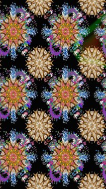 Siyah ve kahverengi renkte çiçekler. Gömlek baskısı için çiçek boyası. Çiçeksiz desenli arka plan.