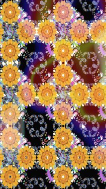 Renkli Yaz Temalı Kusursuz Arkaplan. Çiçekli kusursuz retro desen. Düz Çiçek Elementleri Tasarımı. Sarı renkte çiçekler.