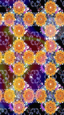 El çizimi dikişsiz sonbahar çiçekleri deseni. Tekstil ve kapak tasarımı için mükemmel. Doodle tarzı. Renkli turuncu, pürüzsüz desen. Turuncu renkte çiçekler.