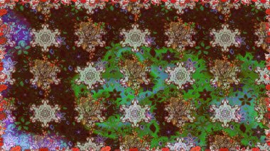 Raster illüstrasyonunda kusursuz çiçek deseni. Güzel kumaş deseni. Renkli Bahar Temalı Kusursuz Arkaplan. Düz Çiçek Elementleri Tasarımı.