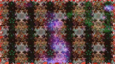 Renkli Bahar Temalı Kusursuz Arkaplan. Raster illüstrasyonunda kusursuz çiçek deseni. Düz Çiçek Elementleri Tasarımı. Süslü kumaş deseni.