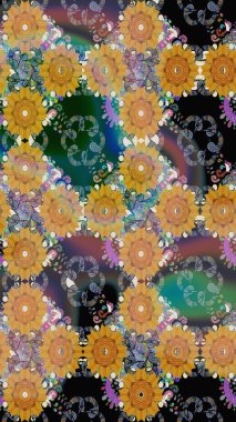 Kumaş, duvar kağıdı ve kağıt üzerine baskı yapmak için gelişen arka plan. Sevimli, pürüzsüz desenli, küçük çiçekli, klasik tarzda. Raster illüstrasyonu. Moda arka planında parlak buketler.