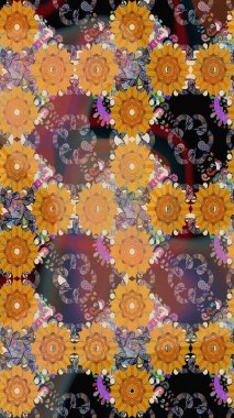 Elle çizilmiş. Doodle çiçekler ve dalları, otlar ve çiçekler. Güzel kumaş deseni. Raster illüstrasyon.