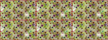 Çiçek ve yapraklı karalama şeklinde Raster çiçek deseni. Raster illüstrasyonu. Tarafsız renklerde bahar çiçekleri..