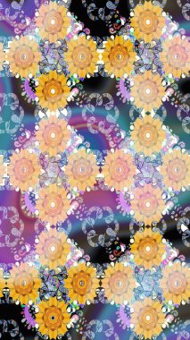 Raster illüstrasyonu. Raster. Tomurcukları çiçek olan sevimli bir çiçek deseni. Eski usul. Kusursuz bir geçmişi var. Kumaş, tekstil ve duvar kağıdı baskısı için..