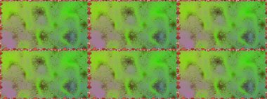 Tekstil, kumaş, ambalaj, hatıra defteri için hoş bir çiçek arkaplanı. El çizimi çiçekli, pürüzsüz bir desen. Çocuksu tasarım. Yeşil arkaplanda.