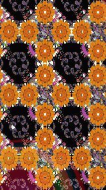 Zentangle soyut çiçekleri. Karalama çiçeği. Düz Çiçek Elementleri Tasarımı. Raster illüstrasyonu. Güzel kumaş deseni. Renkli Bahar Teması Kusursuz Arkaplan.