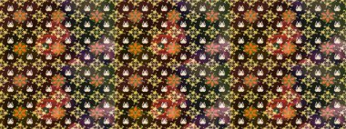 Çiçekli karalama şeklinde Raster çiçek deseni. Yumuşak, yaz çiçekli arka plan. Kahverengi ve gri renkte çiçekler.