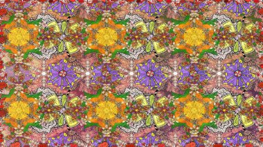 Düz Çiçek Elementleri Tasarımı. Yazdır. Raster çiçekli arka plan. Renkli Yaz Temalı Kusursuz Arkaplan. Güzel, pürüzsüz bir desen. Şirin kumaş deseni.