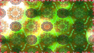 Raster düz çiçekleri pürüzsüz desen. Yeşil renkli çiçekler. Tasarım hediye paketi, tebrik kartları, posterler ve afiş tasarımı.