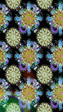 Cute flowers. Raster Trendy fabric pattern. Line seamless pattern.