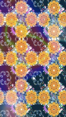 Tropik, dikişsiz çiçek deseni. Mavi renkli çiçekler. Raster illüstrasyonu.