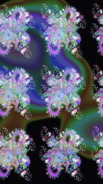 Raster illüstrasyonunda kusursuz çiçek deseni. Renkli Bahar Temalı Kusursuz Arkaplan. Düz Çiçek Elementleri Tasarımı. Güzel kumaş deseni.