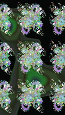 Raster Henna dövme stili. Etnik Mandala süsü. Kızılderili desenli desenli desenli şal deseni. Tekstil, tebrik kartı, boyama kitabı, telefon kılıfı baskısı için kullanılabilir.