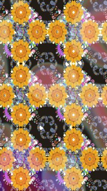 Tatil havası. Bahar mevsimi. Raster dikişsiz şirin çiçek deseni. Sarı renkli çiçekler. Nazik romantik baskı.