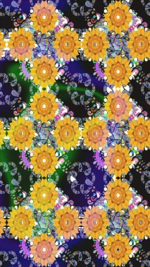 Sarı renklerde. Raster illüstrasyonu. Anti-stres için Raster soyut şablon sayfası.