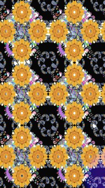 Yatak çarşafları, ceket, paket tasarımı, kumaş ve moda kavramları için tekstil baskısı. Kusursuz etnik tasarım. Çiçekleri, deniz kabukları, mandalaları ve suluboya efektleri olan deniz altyapısı.