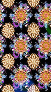 Renkli Bahar Temalı Kusursuz Arkaplan. Raster. Düz Çiçek Elementleri Tasarımı.