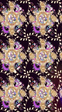 Parlak bir arka plan sorunsuz desen çiçek fantezi tasarım. Düz Çiçek Elemanları Tasarım. Renkli Bahar Teması kesintisiz desen Arka Plan.