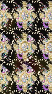 Karalama elementleri. El çizimi Raster çizimi. Duvar kağıdı, web sayfası arka planı, ambalaj kağıdı, davetiye, broşür, afiş veya web sitesi için kusursuz çiçek deseni kullanılabilir.