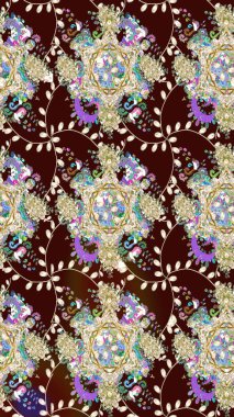 Küçük çiçekteki sevimli çiçek deseni. Kahverengi renkte çiçekler.