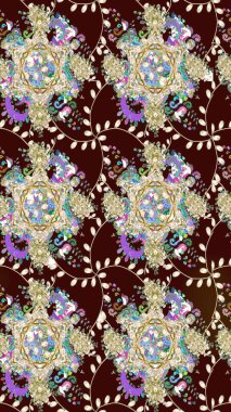 Raster. Kusursuz bir geçmişi var. Raster illüstrasyonu. Tomurcukları çiçek olan sevimli bir çiçek deseni. Kumaş, tekstil, duvar kağıdı baskısı için. Antika retro tarzı.