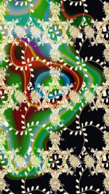 Hediye ambalaj kağıdı, tebrik kartları, posterler ve pankart tasarımı. Yeşil renkli çiçekler. Raster düz çiçekleri pürüzsüz desen.