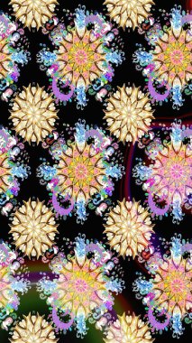 Raster Yumuşak kumaş deseni. Çiçekli siyah ve bej desenli. Klasik taslak çizimi. Raster çiçek izi..