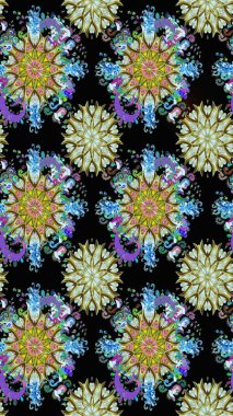 Siyah ve nötr renklerde şirin çiçek desenleri. Düz Çiçek Elementleri Tasarımı. Raster Modaya uygun kumaş deseni. Renkli Bahar Teması Kusursuz Arkaplan.