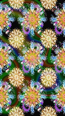 Raster illüstrasyonu. Güzel kumaş deseni. Bahar çiçekli, dikişsiz çiçek deseni..