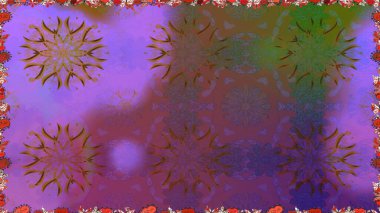 Raster deseni. Bahar çiçekleri dallı desen, mor renkler çiçekli siluet.