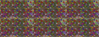 Renkli Yaz Temalı Kusursuz Arkaplan. Modaya uygun kumaş deseni. Sevimli çiçek raster deseni. Düz Çiçek Elementleri Tasarımı.