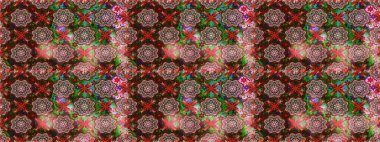 Raster illüstrasyonu. Kahverengi renkli çiçekler. Renkli Bahar Temalı Kusursuz Arkaplan. Düz Çiçek Elementleri Tasarımı. Çiçekli, suluboya desenli kusursuz çiçek deseni.