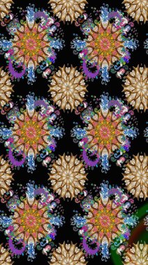 Klasik taslak çizimi. Raster çiçek izi. Raster Yumuşak kumaş deseni. Çiçekli siyah ve kahverengi desenli..