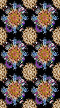 Siyah renkli çiçekler. Gömlek baskısı için çiçek boyası. Çiçeksiz desenli arka plan.