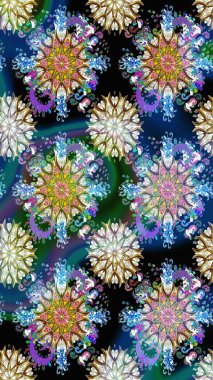 Bir sürü mavi ve soyut çiçekli tropik, pürüzsüz desen. Küçük çiçekteki sevimli çiçek deseni. Varicoloblue raster kusursuz illüstrasyon.