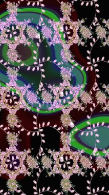 Çiçekli karalama şeklinde Raster çiçek deseni. Siyah ve nötr renklerde çiçekler. Nazik, sevimli çiçek arkaplanı..