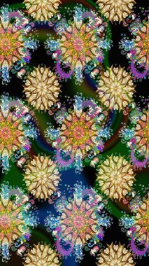 Raster illüstrasyonu. 3 boyutlu çiçekler, pürüzsüz. Bej renklerde.